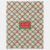 Couverture Polaire Festive green and red tartan monogram holiday (Devant)