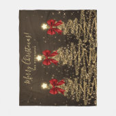 Couverture Polaire Festive Holiday Gold Christmas Trees w/ Red Bows (Devant)