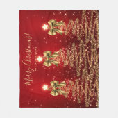 Couverture Polaire Festive Holiday Gold Red Christmas Trees w/ Bows (Devant)