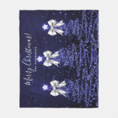 Couverture Polaire Festive Holiday Navy Christmas Trees Silver Bows (Devant)