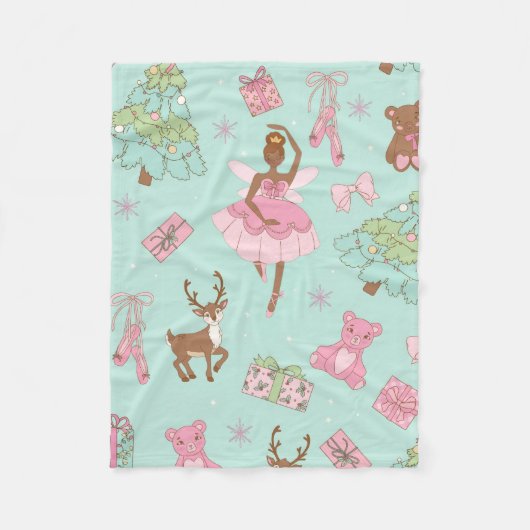 Couverture Polaire Festive Holiday Pastel Black Ballerina Teddy Bears (Devant)