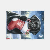 Couverture Polaire Festive Labrador Retriever Amoureux des chiens Noë (Devant (Horizontal))