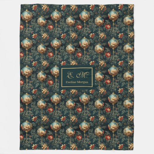 Couverture Polaire Festive red and gold luxury baubles blanket custom (Devant)