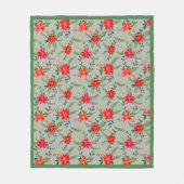 Couverture Polaire Festive Rouge Poinsettia Noël Floral (Devant)