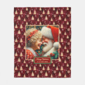 Couverture Polaire Festive Throw Blanket Or Bourgogne M & Mme Claus (Devant)