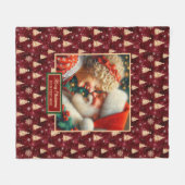 Couverture Polaire Festive Throw Blanket Or Bourgogne M & Mme Claus (Devant (Horizontal))