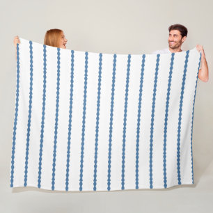 Couverture Polaire Festons foncés de bleu de Wedgewood sur le blanc