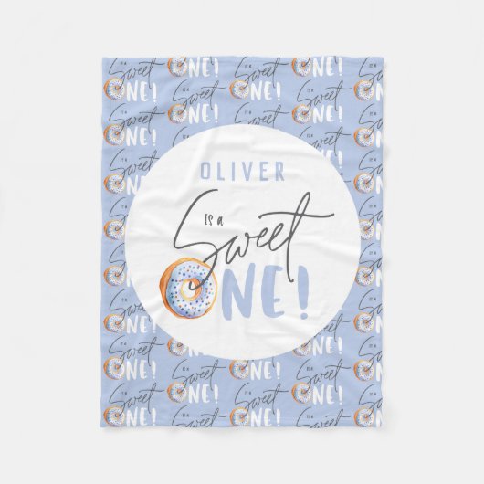 Couverture Polaire Fête de 1er anniversaire de Donut sucré (Devant)