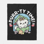 Couverture Polaire Fête de Noël avec Purr-ty Time Cat (Devant)