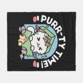 Couverture Polaire Fête de Noël avec Purr-ty Time Cat (Devant (Horizontal))