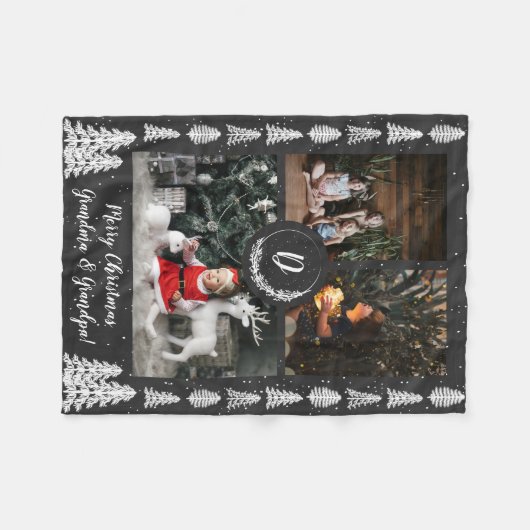 Couverture Polaire Fête de Noël de Chalkboard Snowy (Devant (Horizontal))