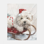 Couverture Polaire Fête de Noël de Chien de Coton De Tulear (Devant)