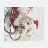 Couverture Polaire Fête de Noël de Chien de Coton De Tulear (Devant (Horizontal))