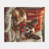 Couverture Polaire Fête de Noël de chien de Papillon (Devant (Horizontal))