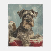 Couverture Polaire Fête de Noël de chien Schnauzer (Devant)