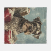 Couverture Polaire Fête de Noël de chien Schnauzer (Devant (Horizontal))