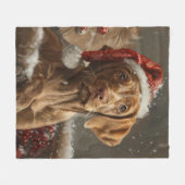 Couverture Polaire Fête de Noël de Chien Vizsla (Devant (Horizontal))