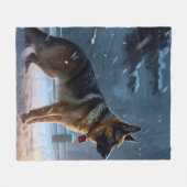 Couverture Polaire Fête de Noël des bergers allemands (Devant (Horizontal))