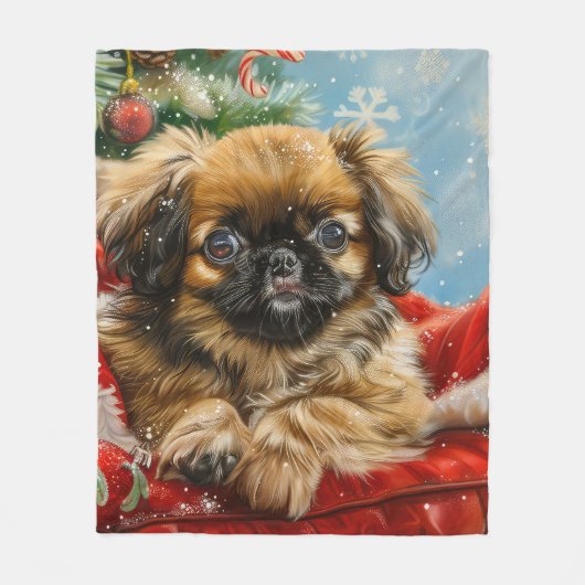 Couverture Polaire Fête de Noël des chiens de Pékin (Devant)
