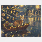 Couverture Polaire Fête de Noël du chat du Bengale Voyage (Devant (Horizontal))