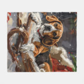 Couverture Polaire Fête de Noël du chien beagle (Devant (Horizontal))