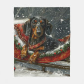 Couverture Polaire Fête de Noël du chien Dachshund (Devant)