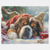 Couverture Polaire Fête de Noël du chien Mastiff Tibétain (Devant (Horizontal))
