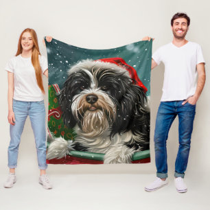 Couverture Polaire Fête de Noël du chien tibétain Terrier