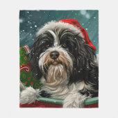 Couverture Polaire Fête de Noël du chien tibétain Terrier (Devant)
