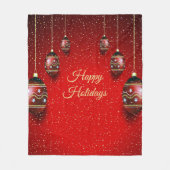 Couverture Polaire Fête de Noël Golden Rouge Vacances d'hiver Élégant (Devant)
