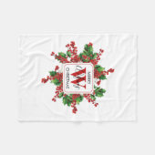 Couverture Polaire Fête de Noël Monogramme Red & Green Festive (Devant (Horizontal))