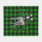 Couverture Polaire Fête de Noël Zebra, couronne rouge verte (Devant (Horizontal))
