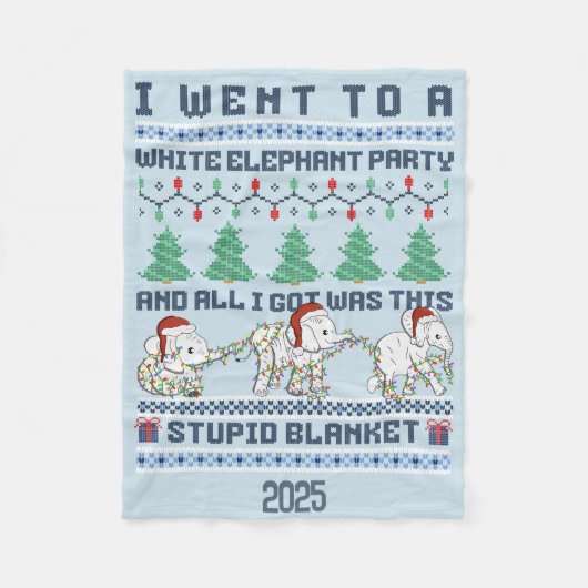 Couverture Polaire Fête d'éléphant blanc Cadeau personnalisé drôle (Devant)