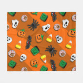 Couverture Polaire Fête des Candies Éffrayantes d'Halloween (Devant (Horizontal))