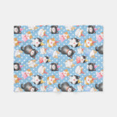 Couverture Polaire Fête des chats sur Pois bleus (Devant (Horizontal))