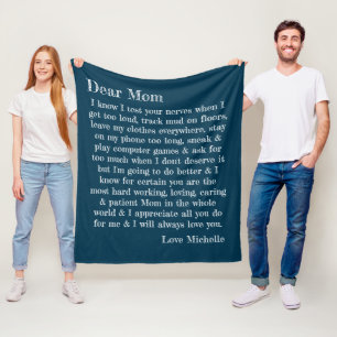Couverture Polaire Fête des mères Chère maman Lettre personnalisée