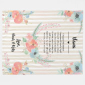 Couverture Polaire Fête des mères de grand-mère Poème floral de petit (Devant (Horizontal))