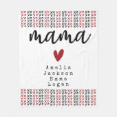 Couverture Polaire Fête des mères Mama Kids Noms XOXO (Devant)