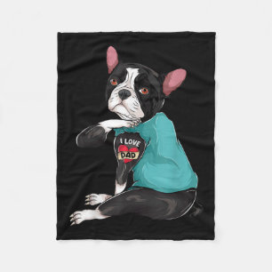 Couverture Polaire Fête des pères Cadeau Chien Papa Boston Terrier J'