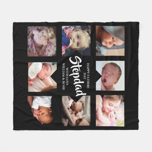 Couverture Polaire Fête des pères Stepdad moderne | Collage de photos (Devant (Horizontal))