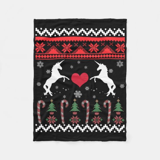 Couverture Polaire Fête du pull de Noël moche de licorne (Devant)