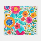 Couverture Polaire Fête Florale Vibrante (Devant (Horizontal))