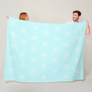 Couverture Polaire Fête motif de Noël bleu glacé