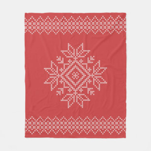 Couverture Polaire Fêtes de Noël Crochet rouge flocon