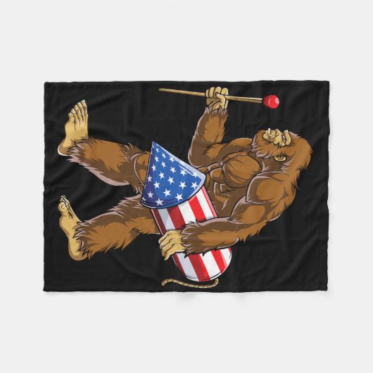 Couverture Polaire Feu d'artifice 4 juillet Hommes Sasquatch Amérique (Devant (Horizontal))