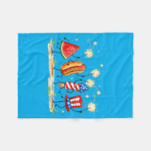 Couverture Polaire Feu d'artifice de hot-dog de pastèque patriotique (Devant (Horizontal))