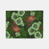 Couverture Polaire Feu et hellebore sur vert foncé (Devant (Horizontal))