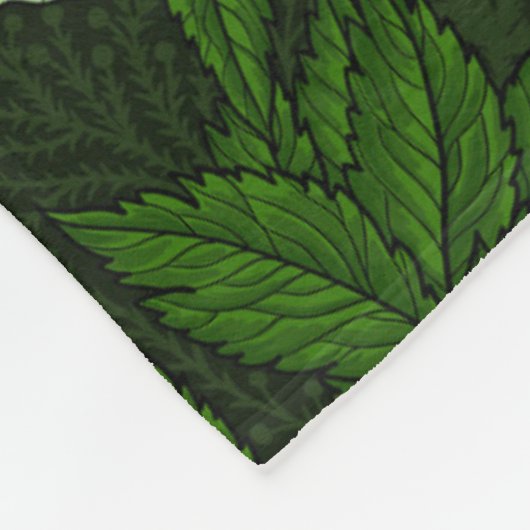 Couverture Polaire Feu et hellebore sur vert foncé (Coin)