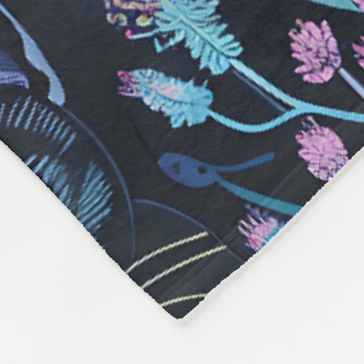 Couverture Polaire Feuillage de panthère noir (Coin)