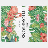 Couverture Polaire Feuillage de verdure tropicale Famille de flamant  (Devant (Horizontal))
